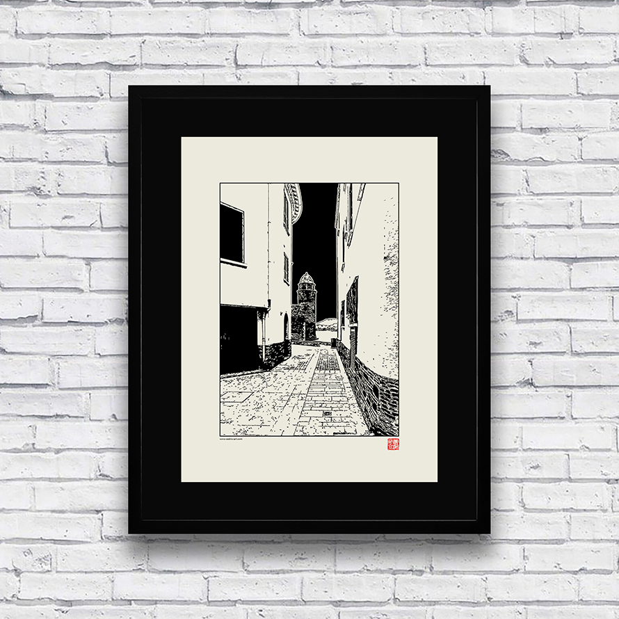 Illustration &quot;Rue de Collioure&quot; 30x40 cm