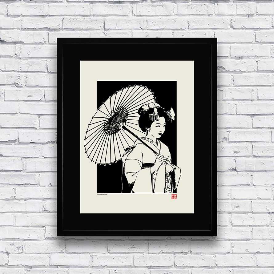 Illustration &quot;Geisha&quot; 30x40 cm