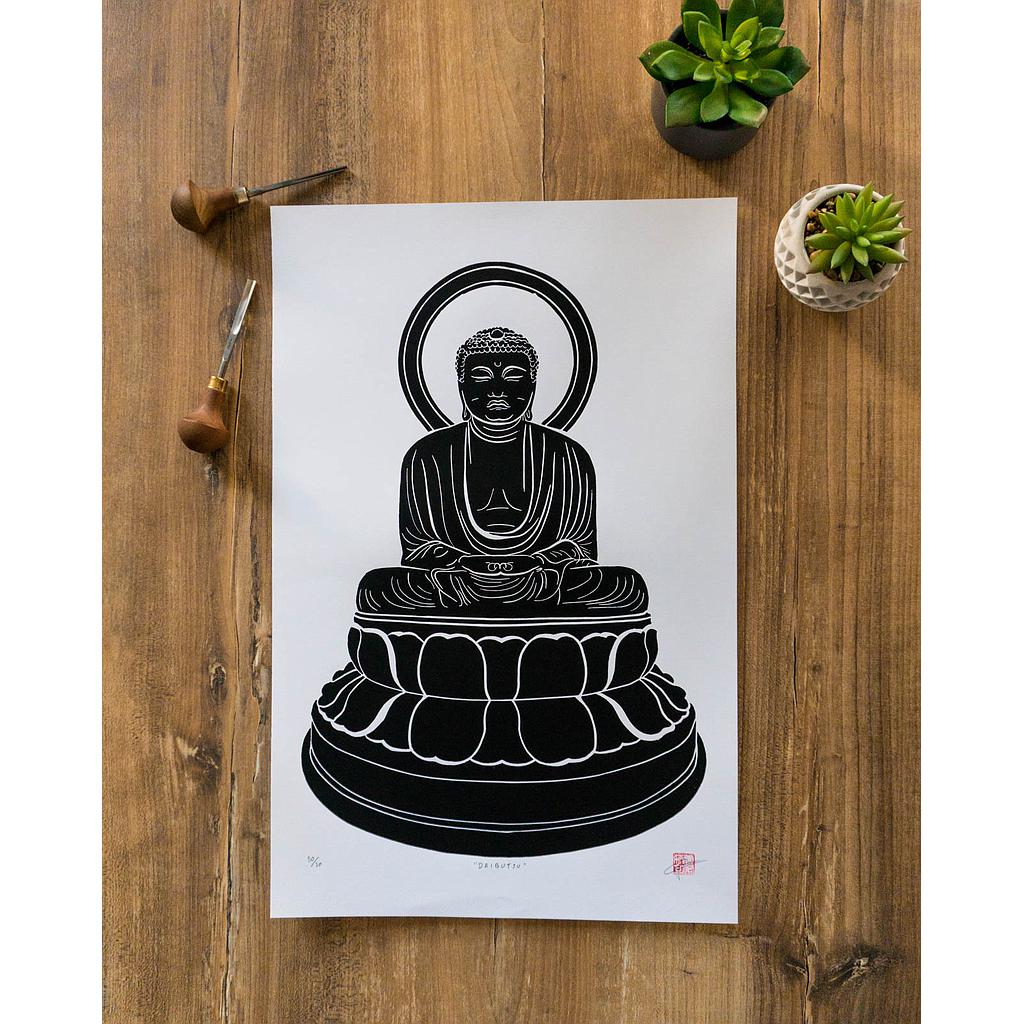 Linogravure &quot;Daibutsu&quot; 32x50 cm