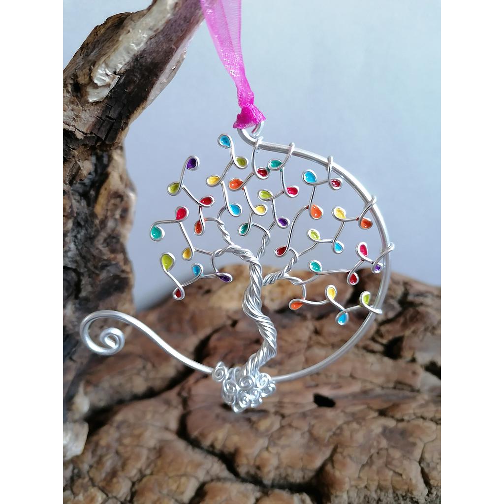Arbre de Vie argenté à suspendre - Multicolore