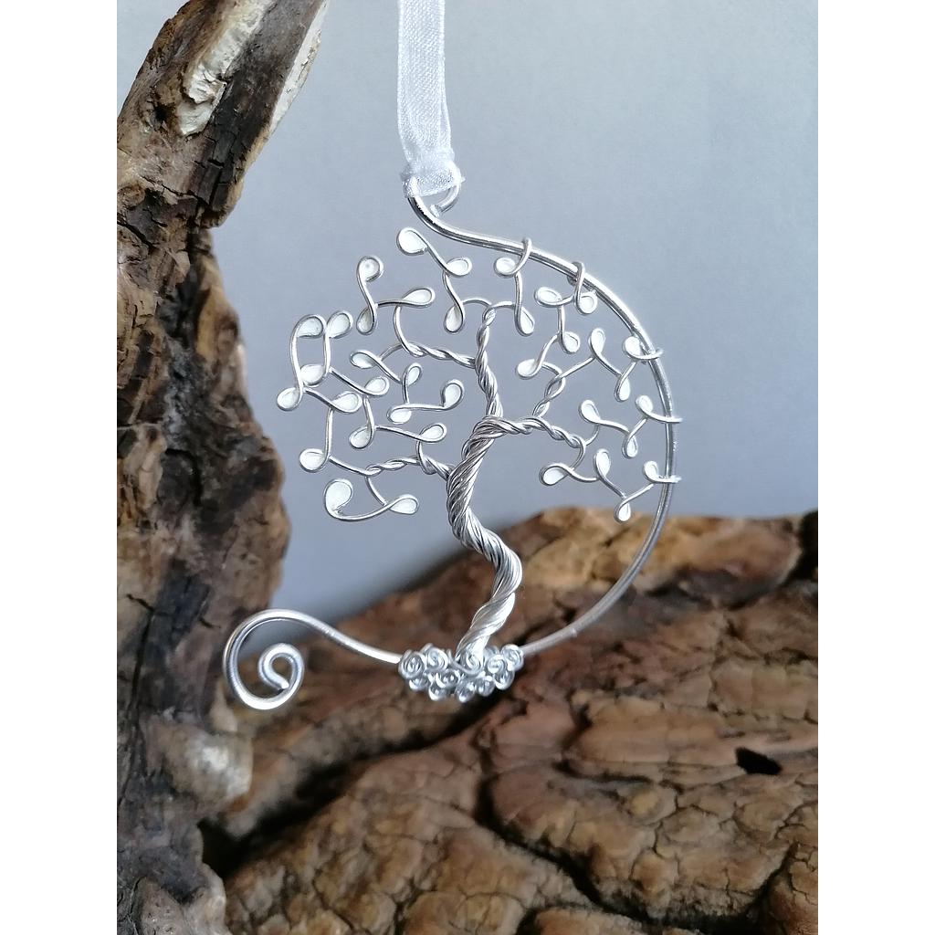 Arbre de Vie argenté à suspendre - Blanc