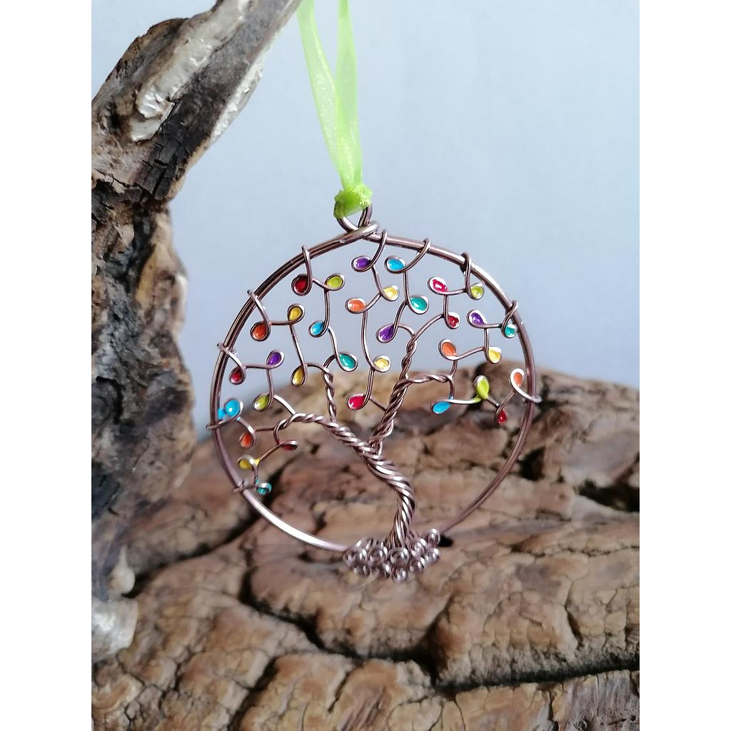 Arbre de Vie fermé marron clair à suspendre - Multicolore