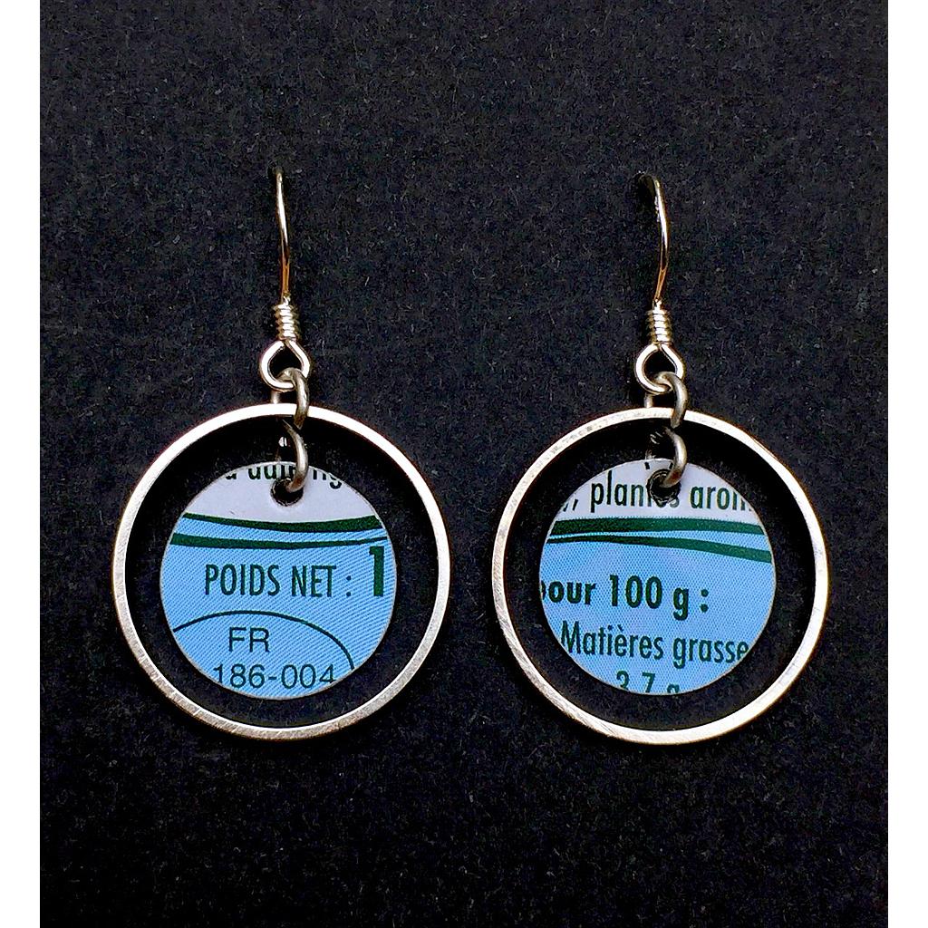 Boucles d'oreilles écologiques &quot;Vagues&quot;, cerclage métal 20mm