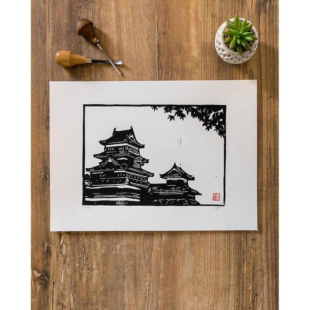 Linogravure &quot;Matsumoto&quot; 30x42 cm