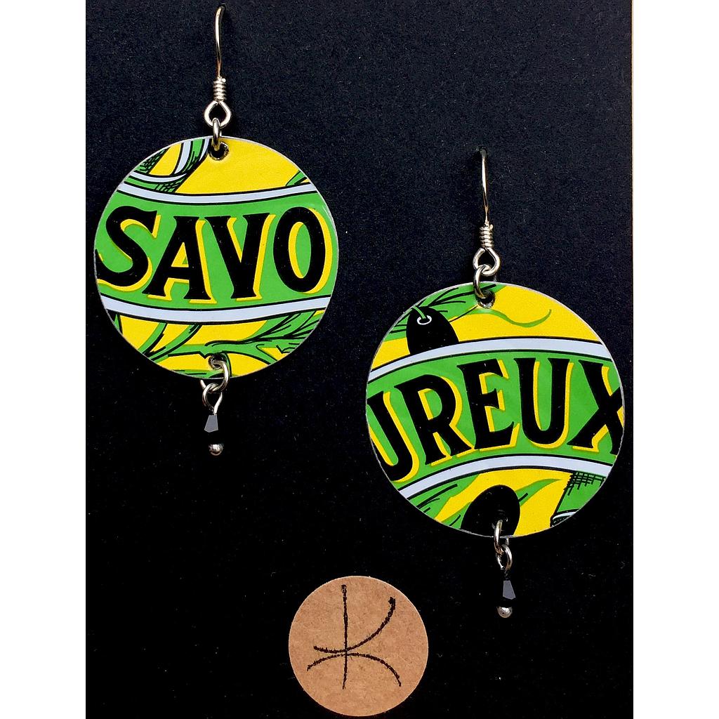 Boucles d'oreilles écologiques &quot;Savoureux&quot; rondes