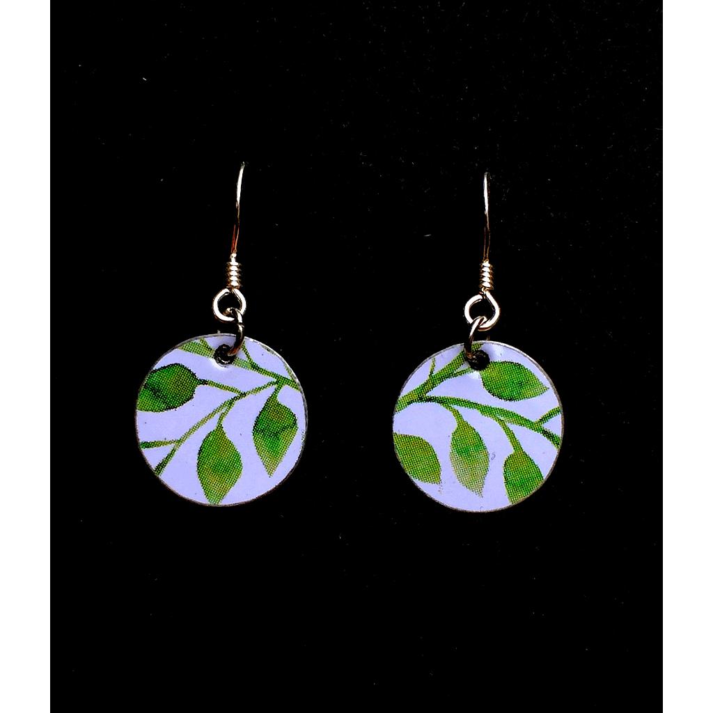 Boucles d'oreilles écologiques &quot;feuillage&quot; rondes