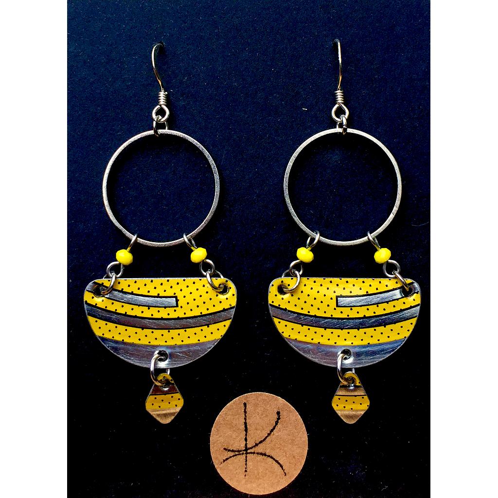 Boucles d'oreilles écologiques demi-lune &quot;Constellation&quot; jaune