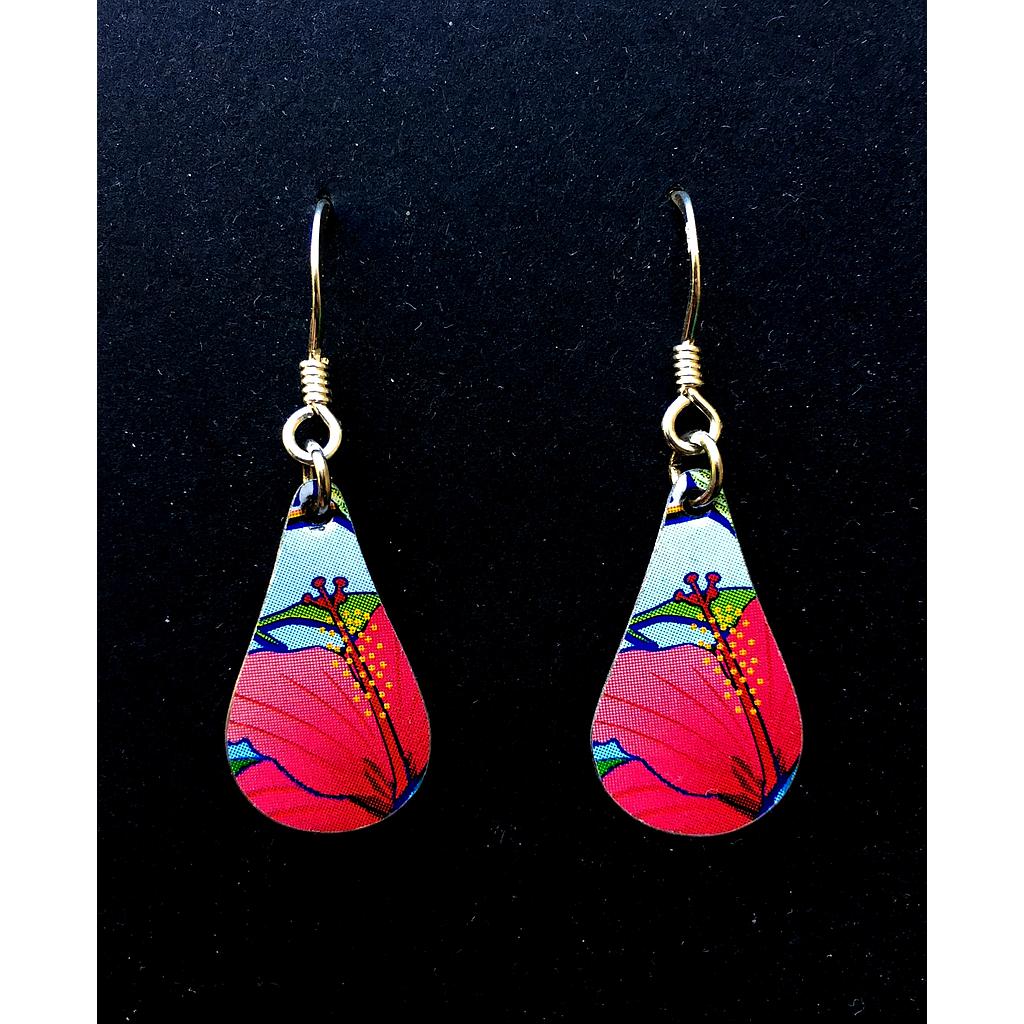 Boucles d'oreilles écologiques &quot;Fleur d'hibiscus&quot; goutte