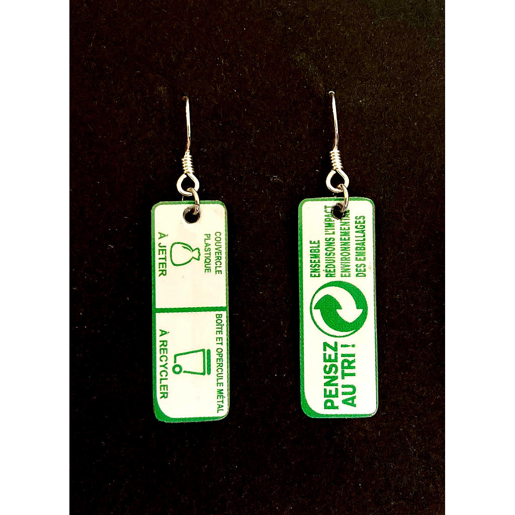 Boucles d'oreilles écologiques &quot;Pensez au tri&quot;