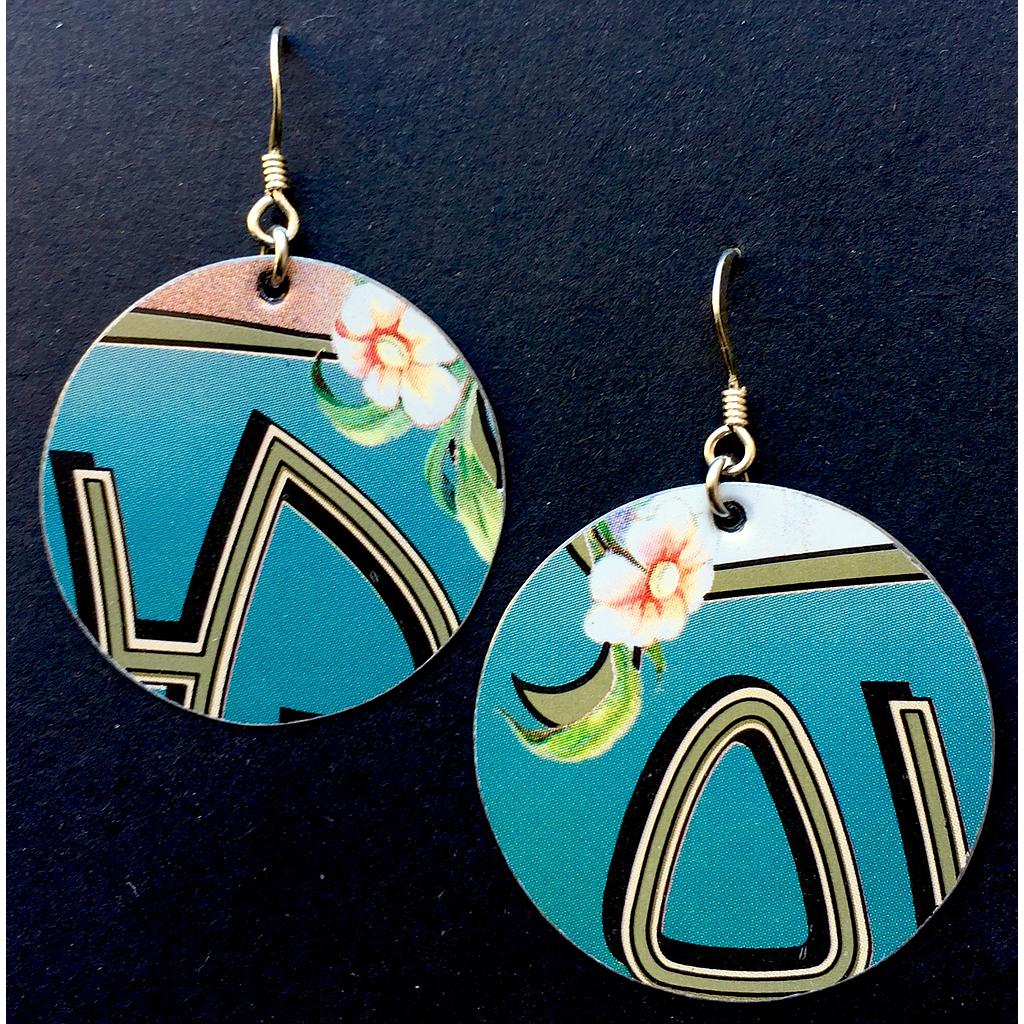 Boucles d'oreilles écologiques &quot;Fleur&quot; bleu lagon