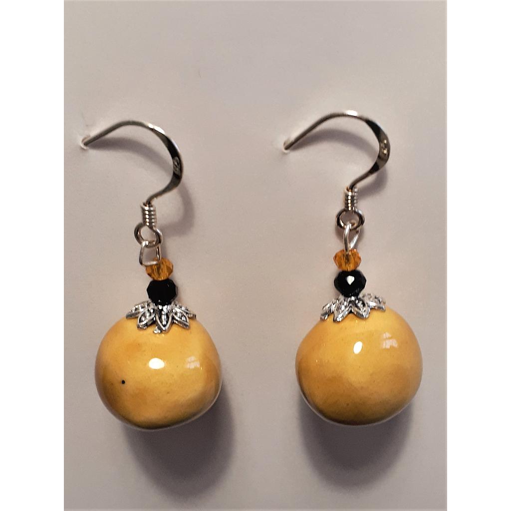 Boucles d'oreilles argent/jaune miel