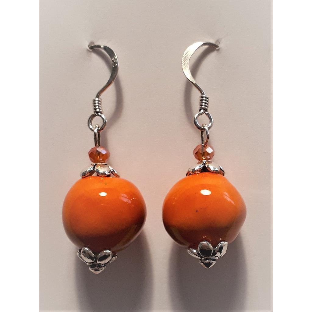 Boucles d'oreilles argent/orange