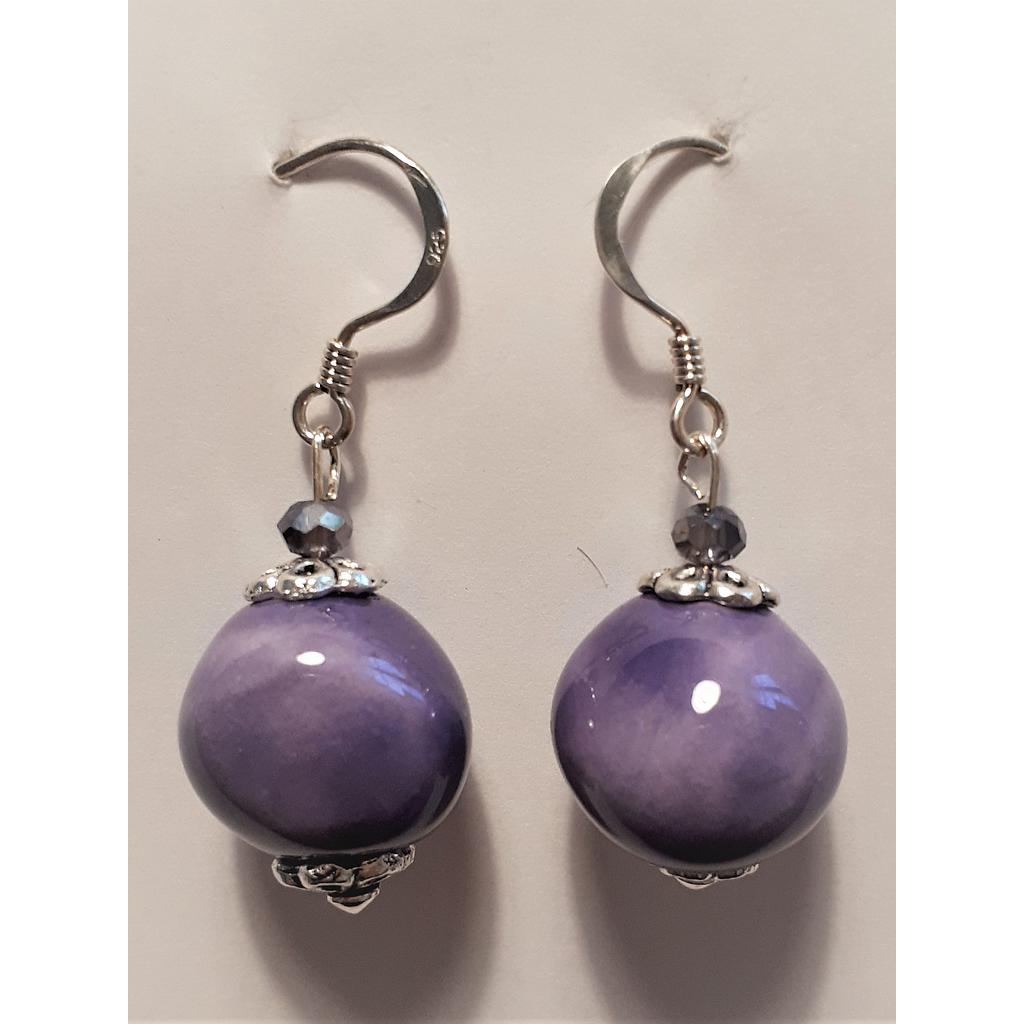 Boucles d'oreilles argent/mauve