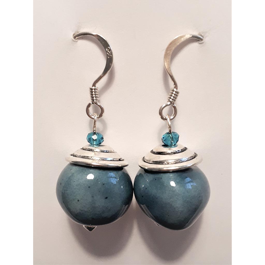 Boucles d'oreilles argent/bleu jean