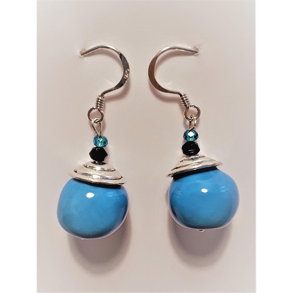 Boucles d'oreilles argent/bleu