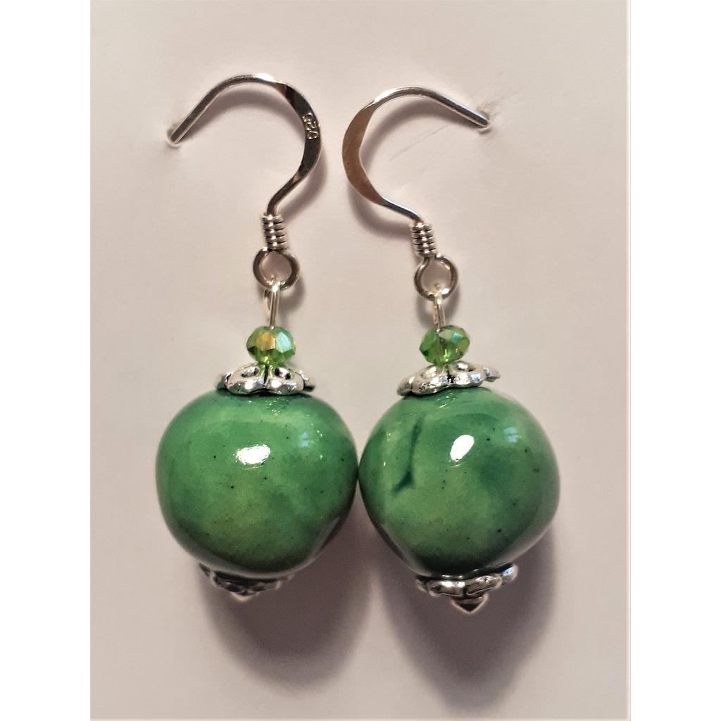 Boucles d'oreilles argent/vert