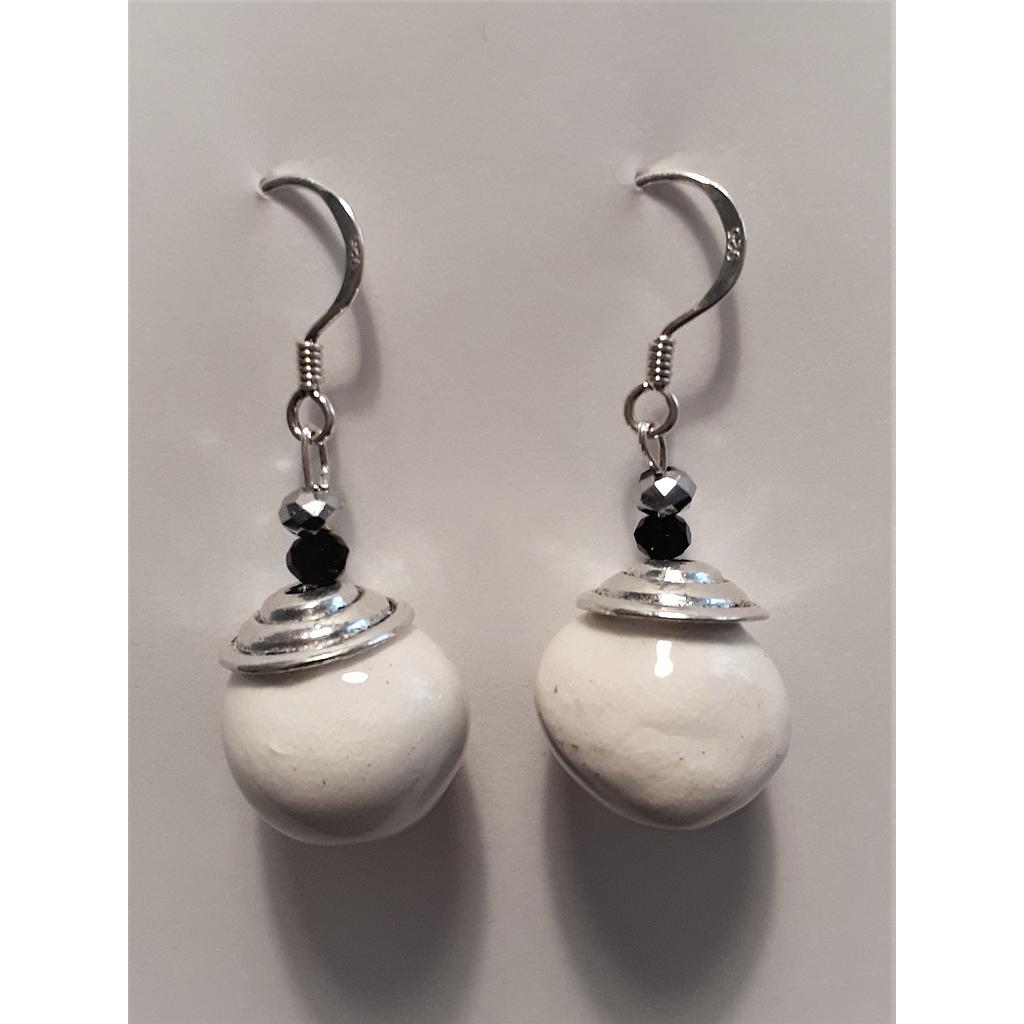 Boucles d'oreilles argent/blanc