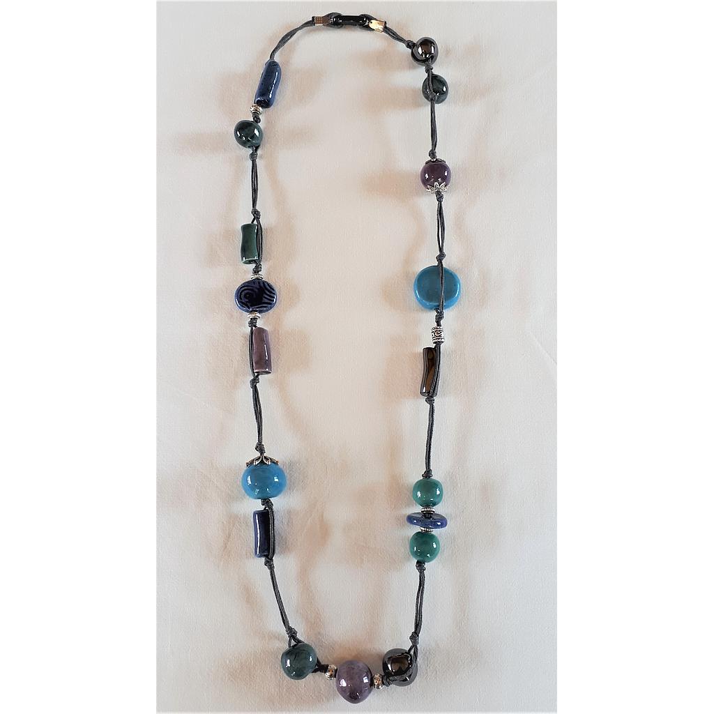 Collier sautoir  long bleu