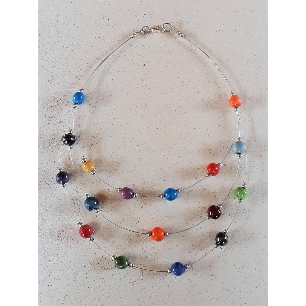 Collier 3 rangs multicolore