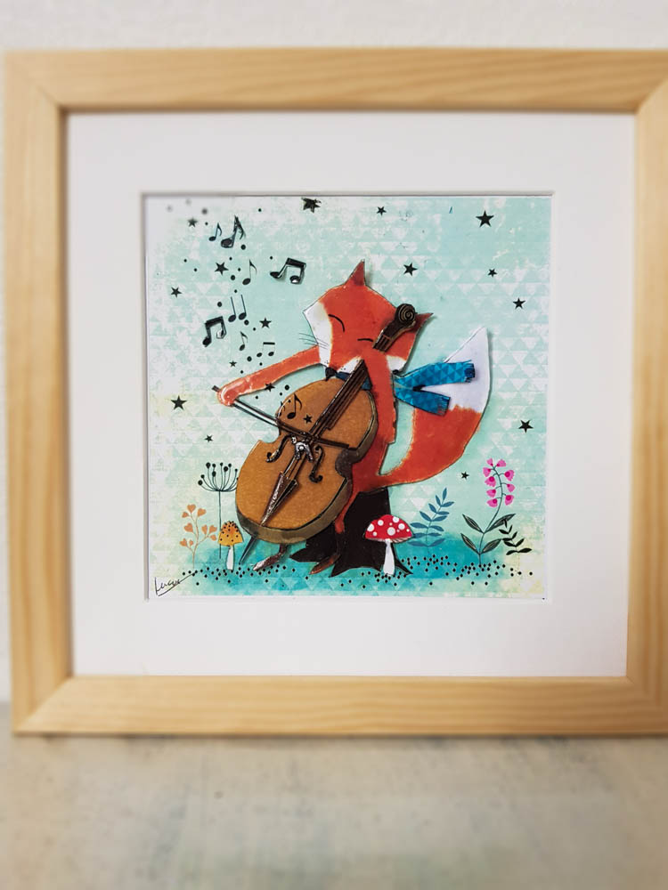 LE RENARD MUSICIEN 20x20 cm