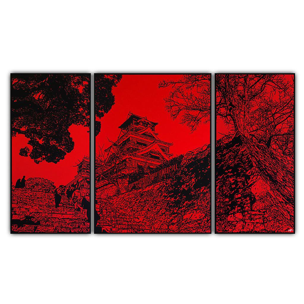 Tableau &quot;Arrivée au Kumamoto-jo&quot; 178x100 cm