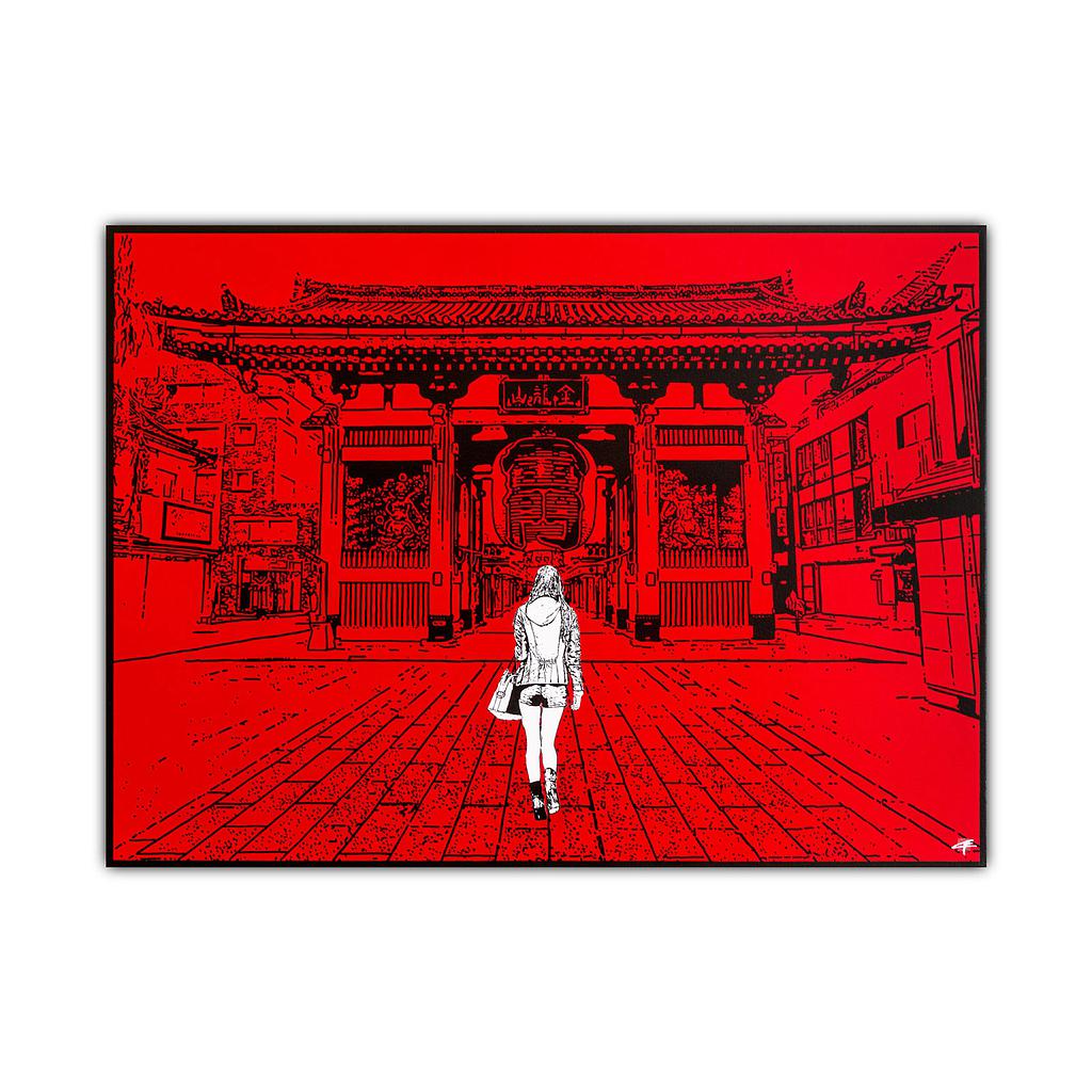 Tableau &quot;Promenade à Asakusa&quot; 73x100 cm
