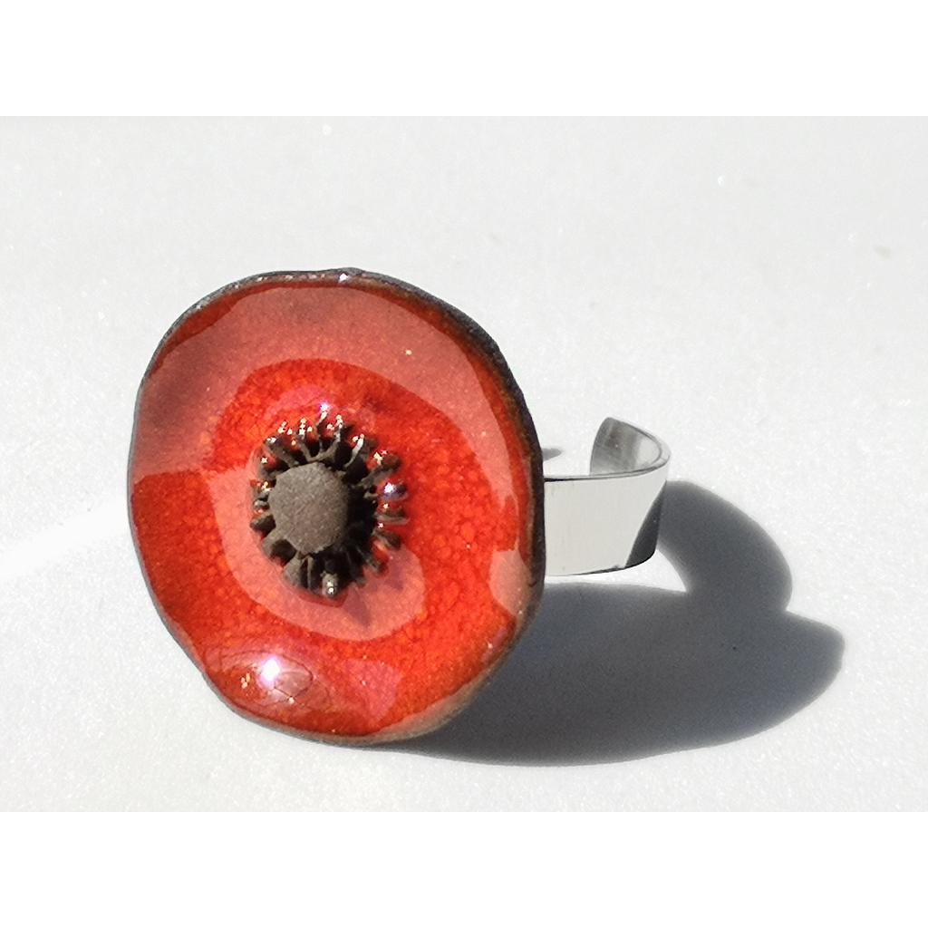 Petite Bague Coquelicot Rouge (diamètre 2cm)