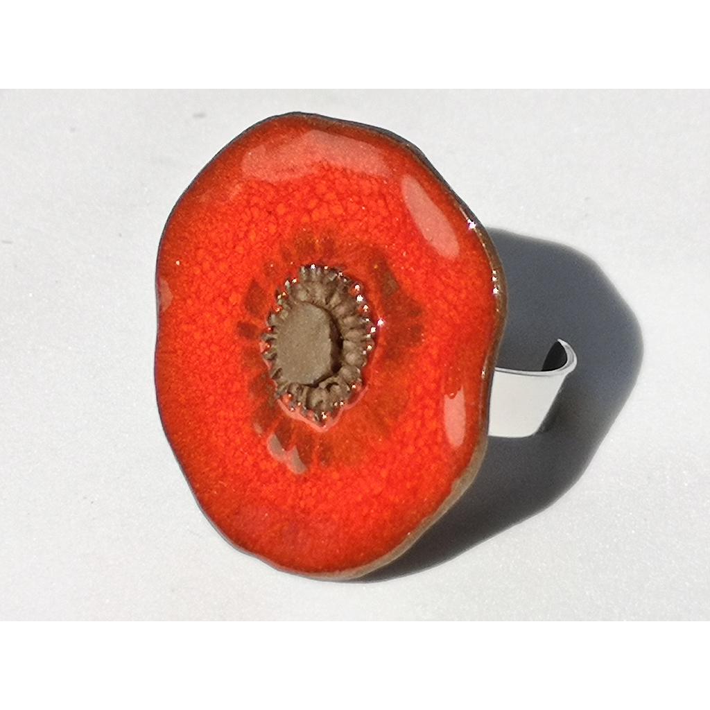 Grande Bague Coquelicot rouge (3cm de diamètre)