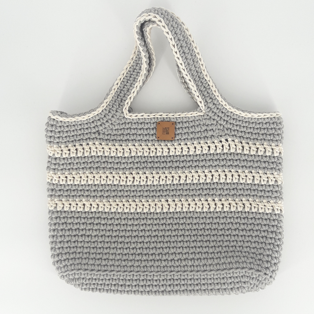 Sac Coton Gris et Beige