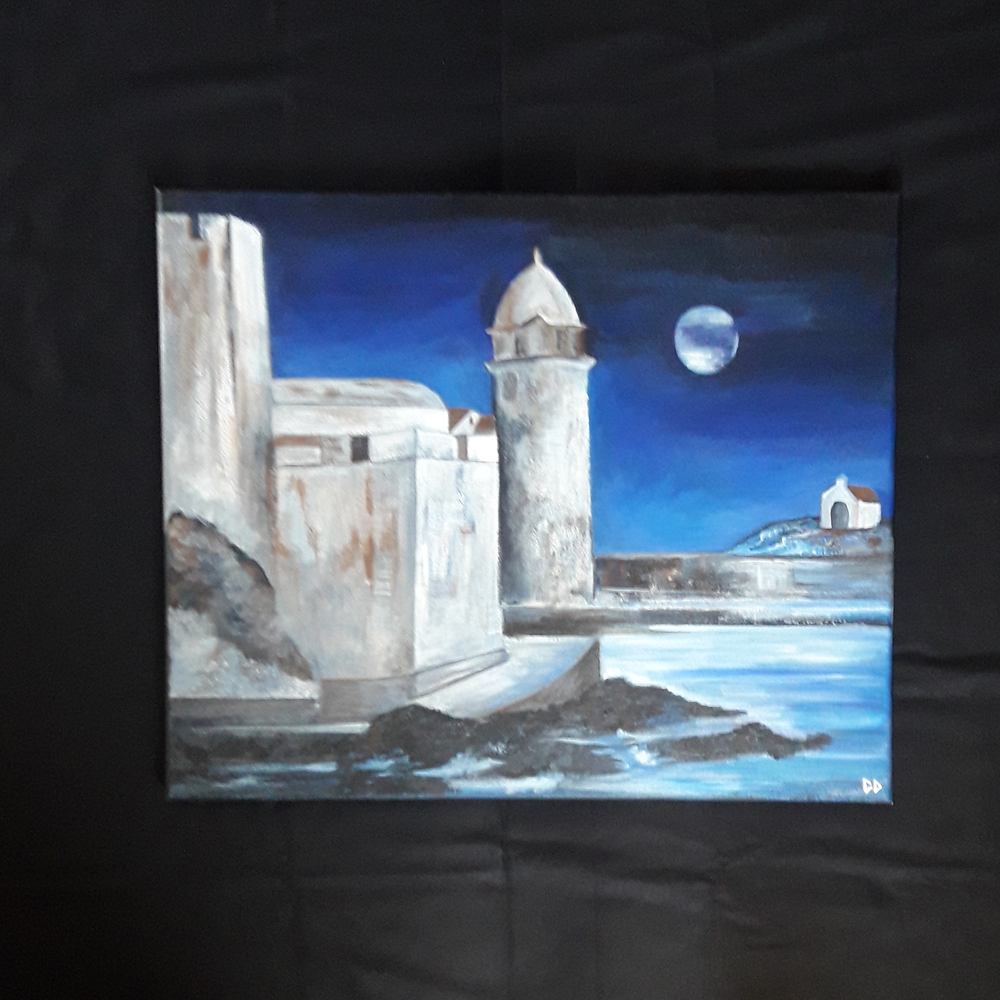 Tableau &quot;Collioure Clair de Lune&quot; 54x65 cm