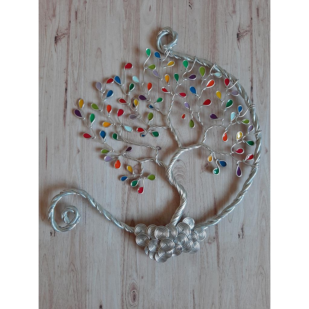 Arbre de Vie argenté Ø15cm - Multicolore