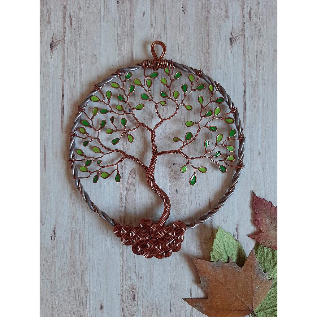 Arbre de Vie 15cm cuivré fermé vert