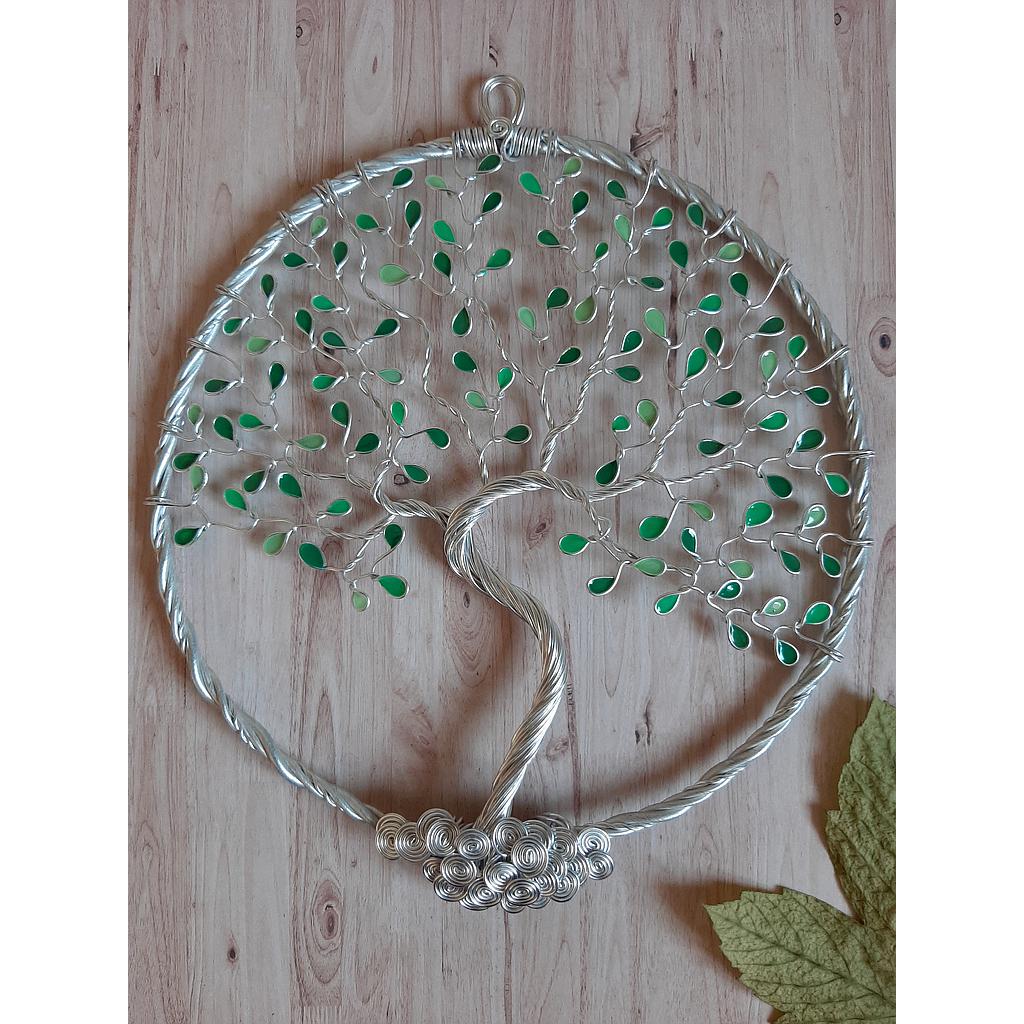Arbre de vie fermé 20cm Argenté et turquoise