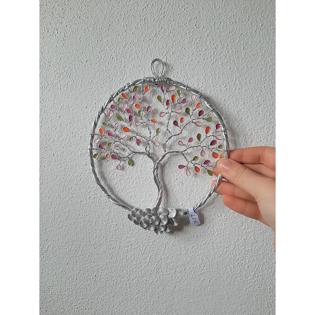 Arbre de vie 20cm fermé argenté - Rose vert violet