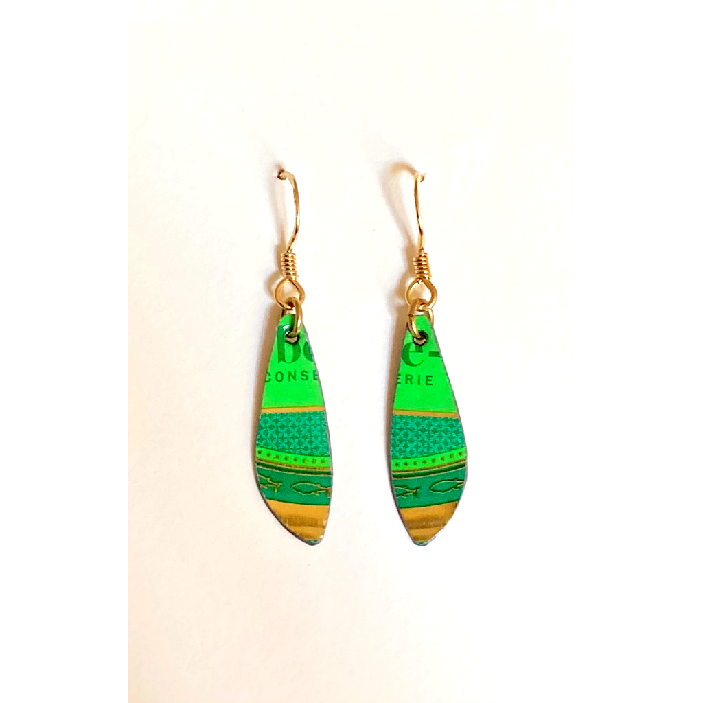 Boucles d'oreilles écologiques vert/doré
