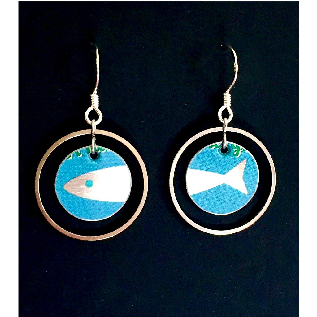 Boucles d'oreilles écologiques &quot;Petit poisson bleu&quot;
