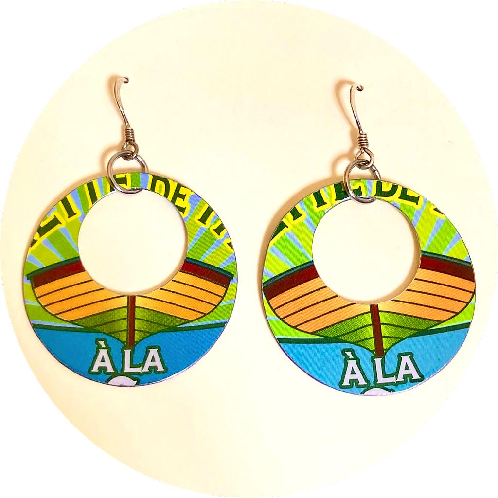 Boucles d'oreilles écologiques créoles &quot;barque&quot;