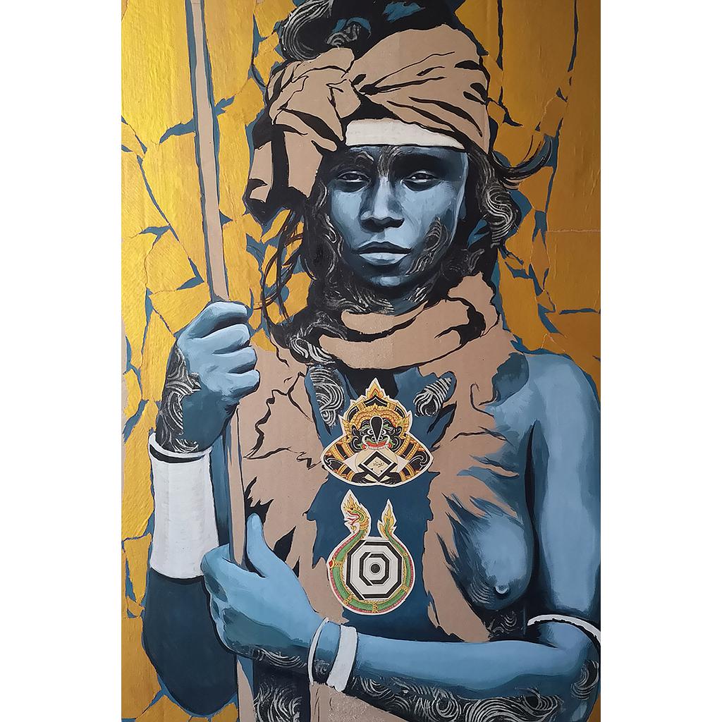 BLUE WARRIOR 57x76 cadre inclus