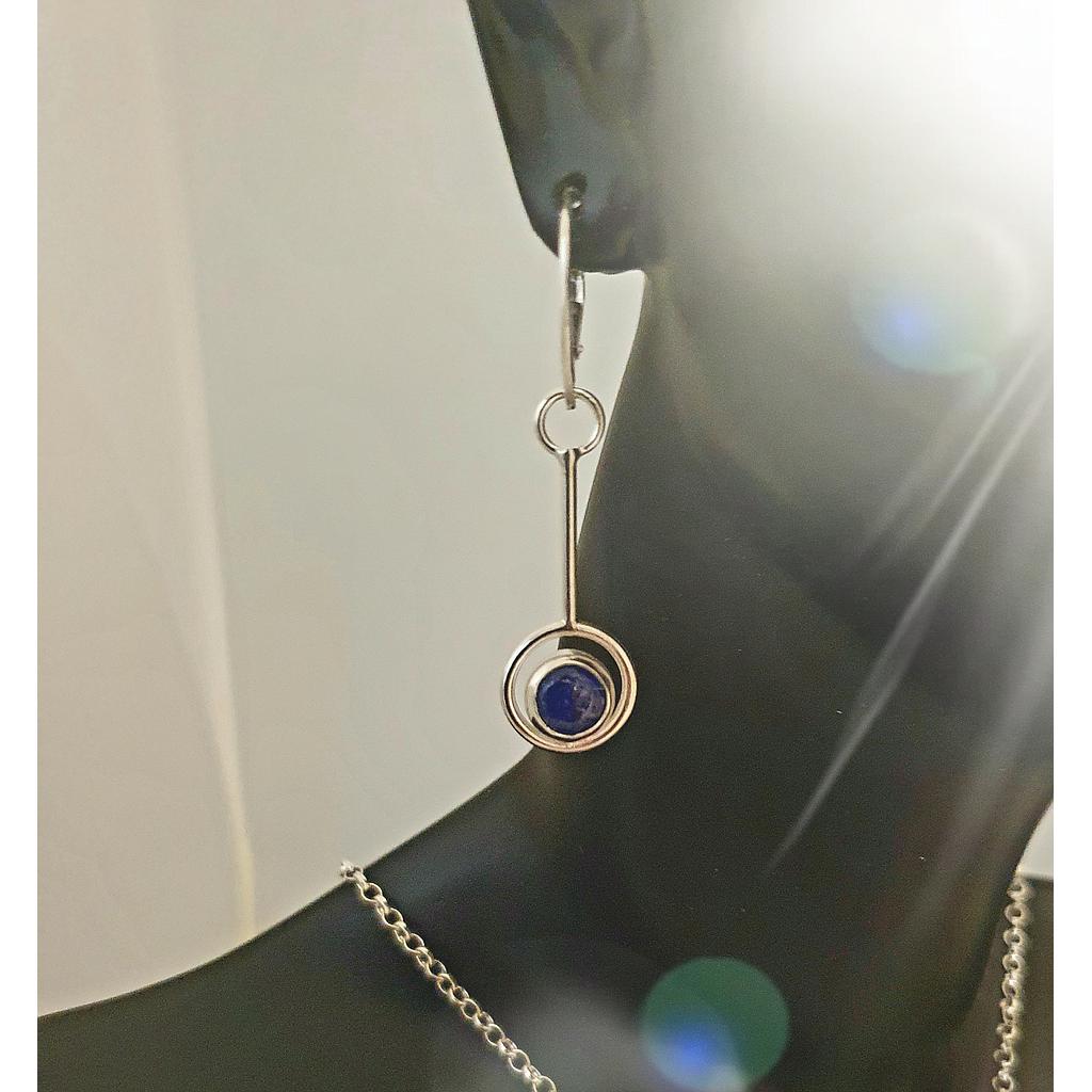 Boucles d'oreilles Femme Redon Argent 925 millième serti avec une pierre Lapis Lazuli