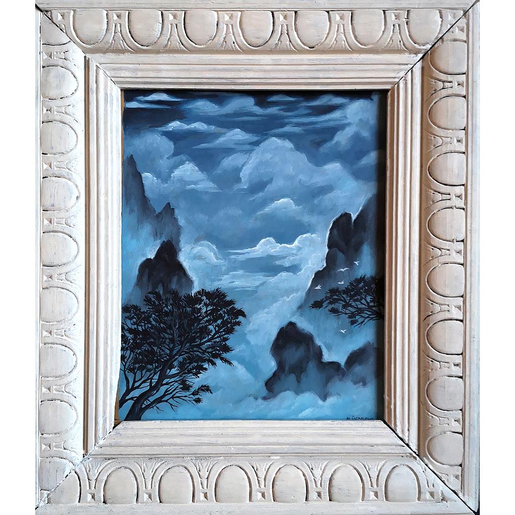 ZEN BLEU 29x33 cadre inclus