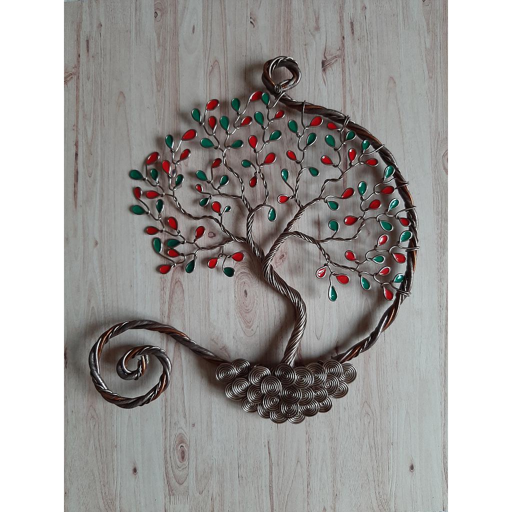 Arbre de vie 20cm ouvert cuivré - Blanc