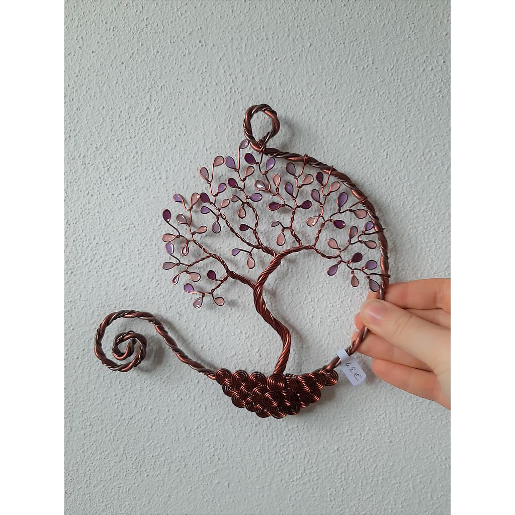 Arbre de vie 15cm cuivré ouvert -Violet
