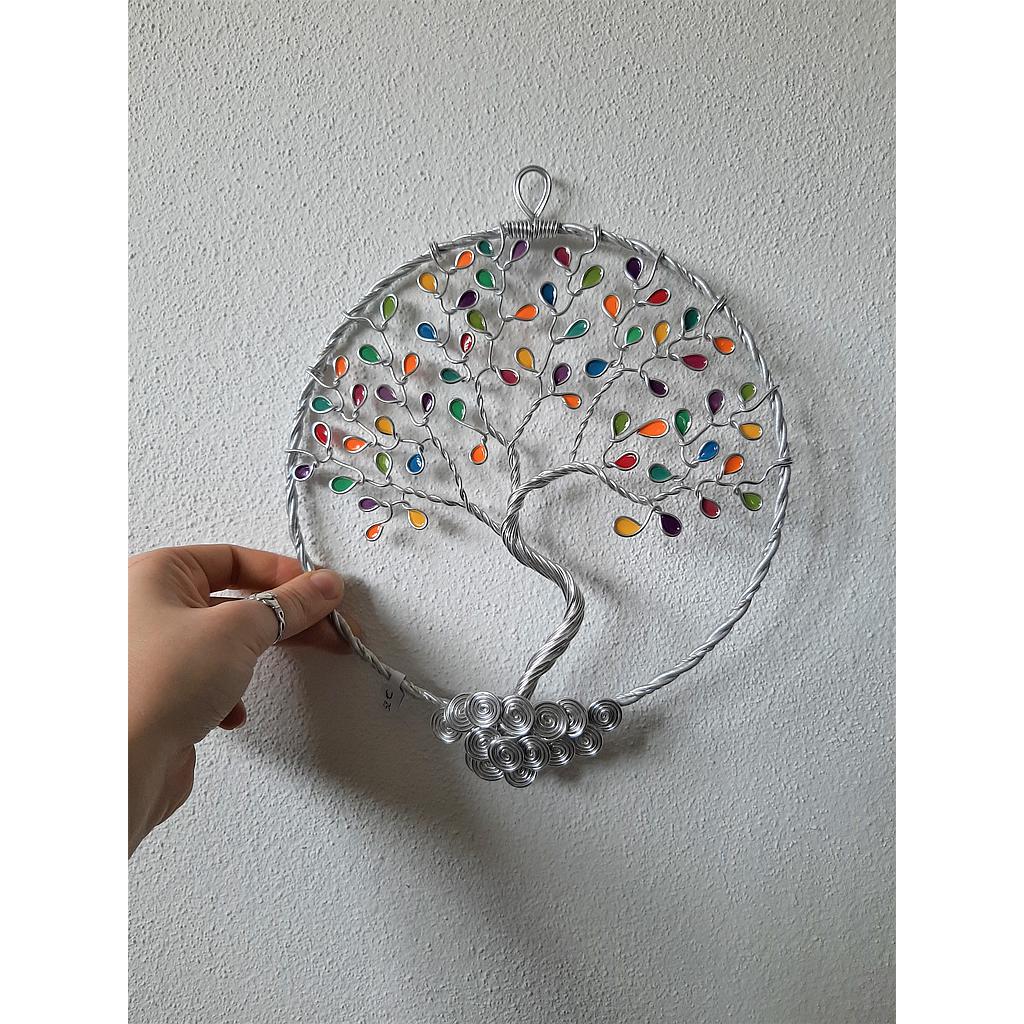 Arbre de Vie Ø20cm argenté fermé - Multicolore