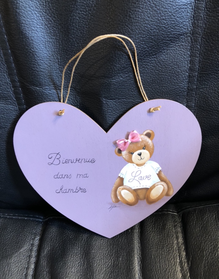 Plaque de porte nounours Love