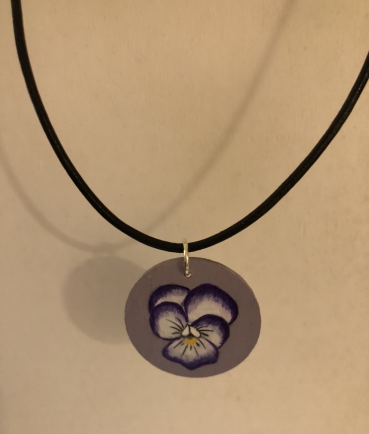 Collier simple pensée mauve 