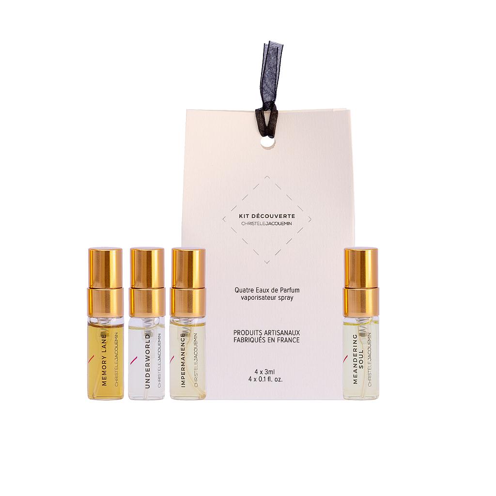 KIT DÉCOUVERTE · Quatre eaux de parfum mixtes . 4x3ml