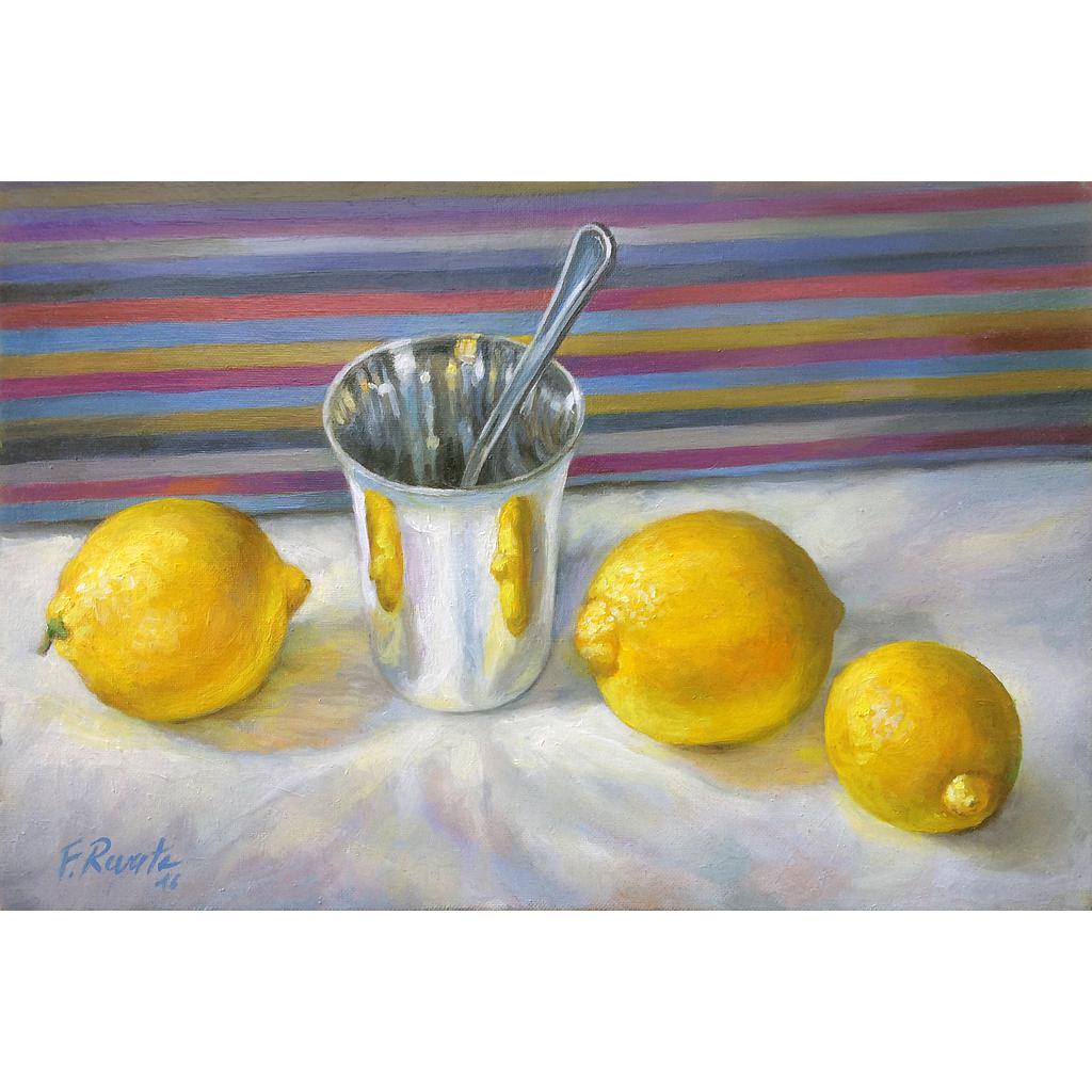 Gobelet Argent et Citrons 33x22 cm