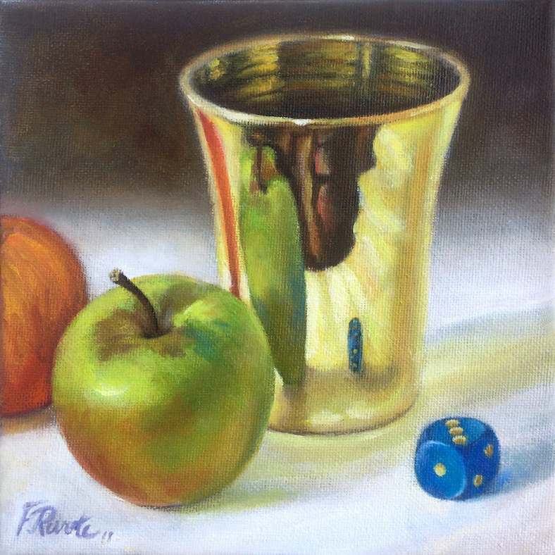 Gobelet, Pomme et Dé 20x20cm
